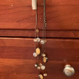 NWT NY&Co 3 layer chain, brown and silver beads.